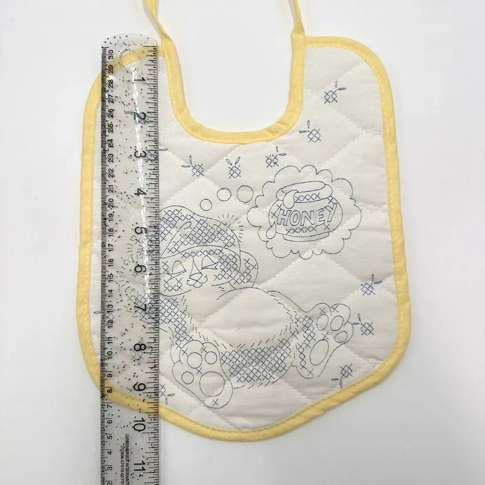 Counted Cross Stitch Embroidery Bib Only Unfinished Baby Sleeping Bear Vintage